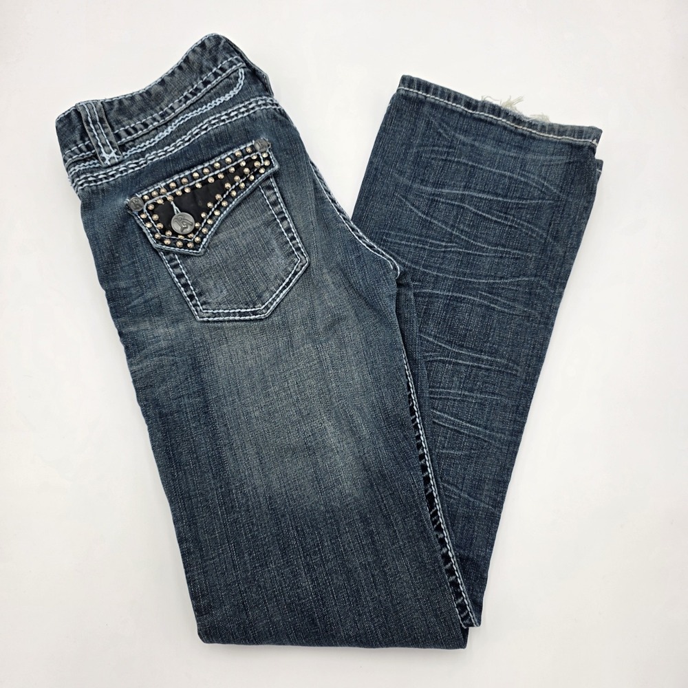 Rock & Roll Cowgirl Embellished Low-Rise Bootcut jeans Size 28x32